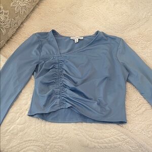 A New Day Women's Light Blue Ruched Blouse
